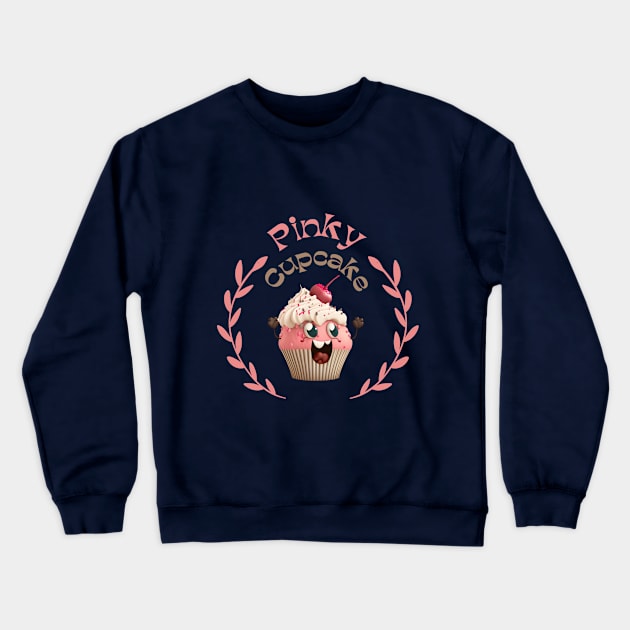 Pinky Cupcake Crewneck Sweatshirt by TranMuse